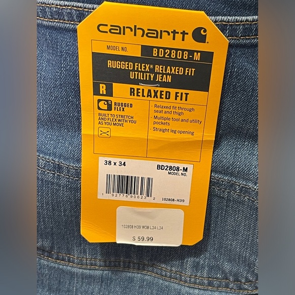 Carhartt Men's Rugged Flex Relaxed Fit Utility Jean BD2808-M 38X34 - Picture 4 of 11